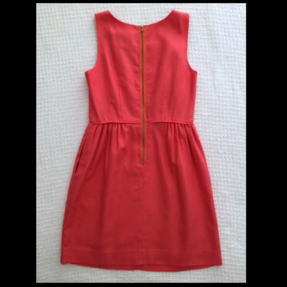 J. Crew Coral Cotton Basket Weave Shift Dress Sz 8 - Picture 6 of 12